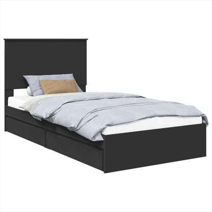 Opslag bed met hoofdeinde Zwart 100 x 200 cm Bewerkt hout