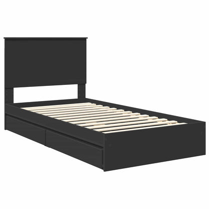 Opslag bed met hoofdeinde Zwart 100 x 200 cm Bewerkt hout
