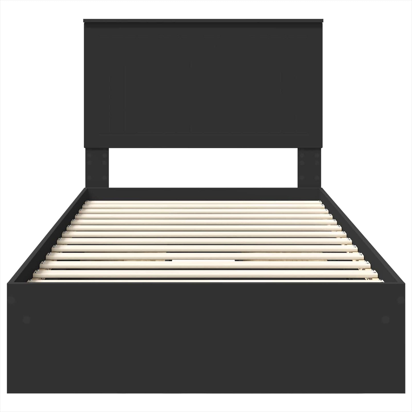 Opslag bed met hoofdeinde Zwart 100 x 200 cm Bewerkt hout