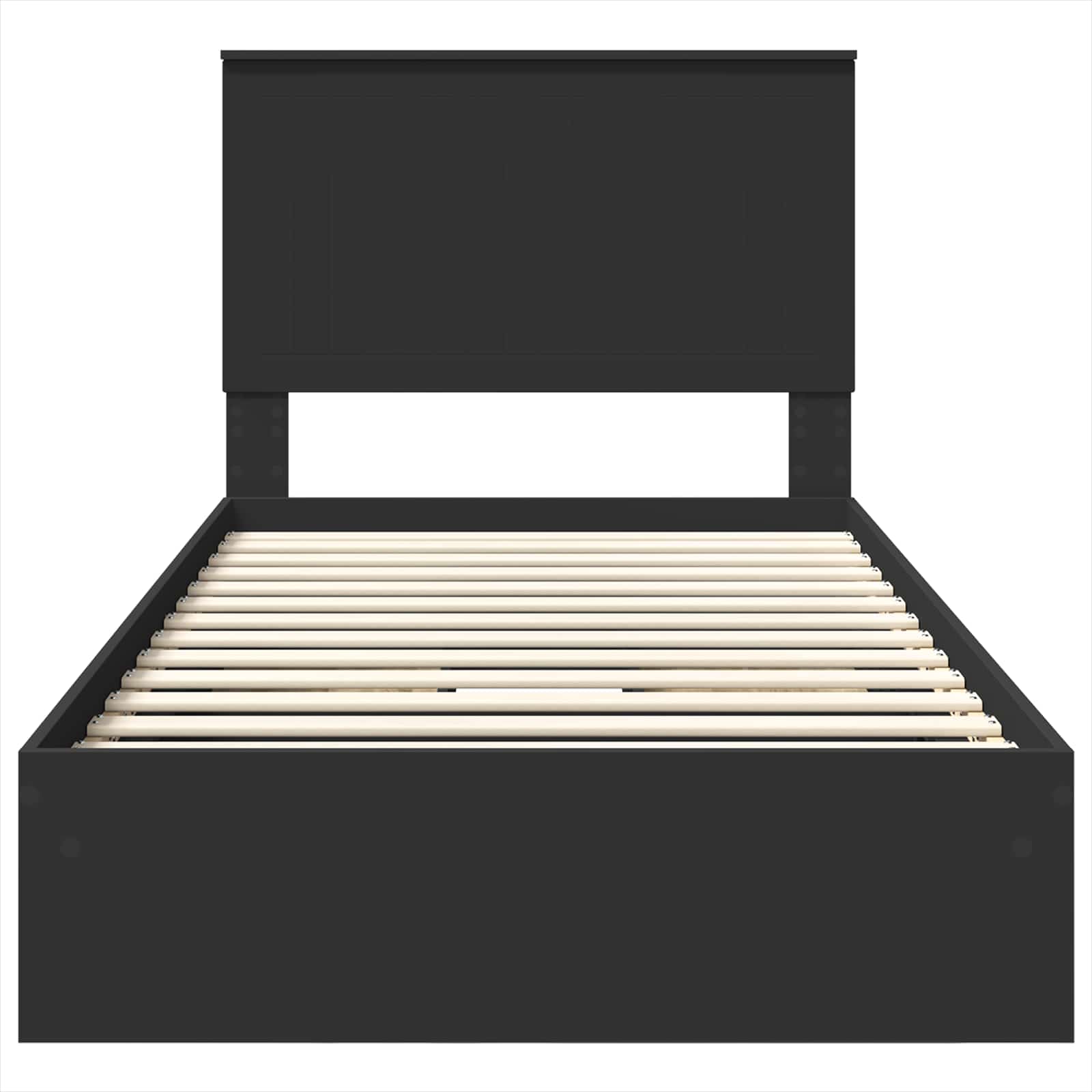 Opslag bed met hoofdeinde Zwart 100 x 200 cm Bewerkt hout