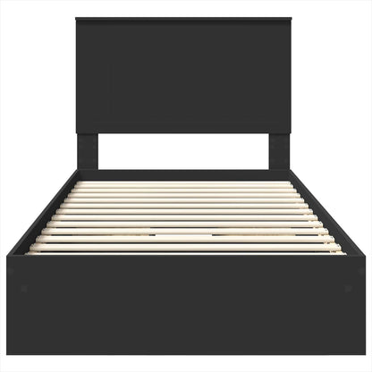 Opslag bed met hoofdeinde Zwart 100 x 200 cm Bewerkt hout