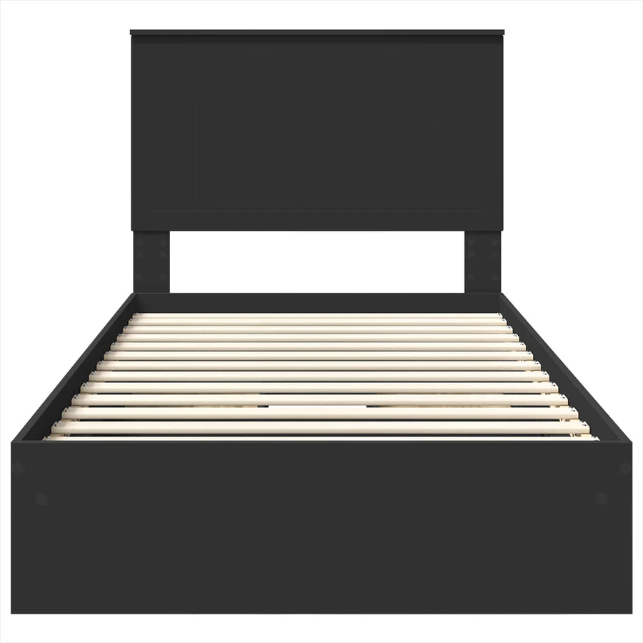 Opslag bed met hoofdeinde Zwart 100 x 200 cm Bewerkt hout