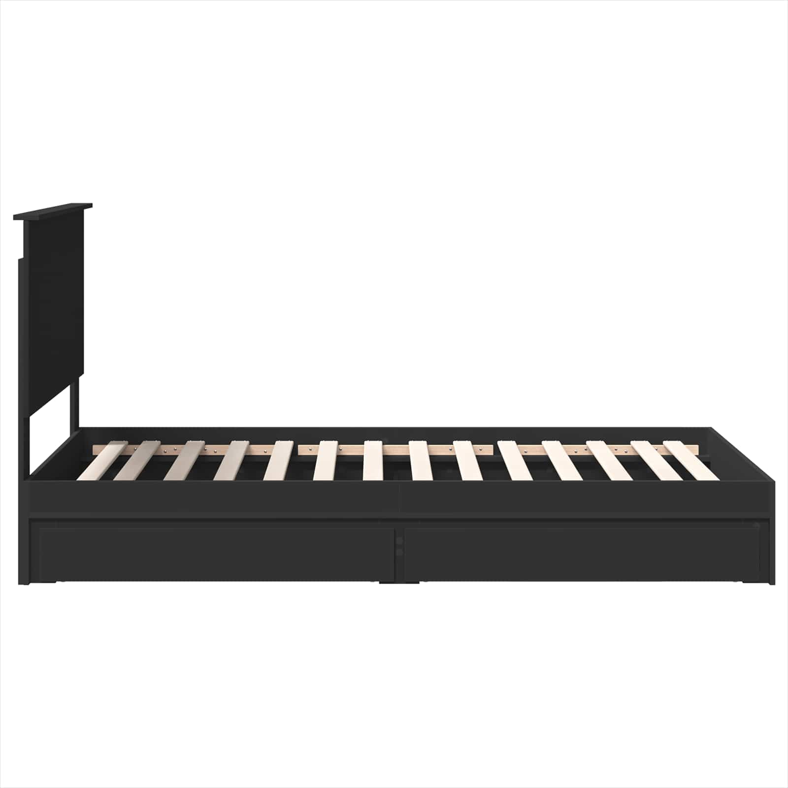 Opslag bed met hoofdeinde Zwart 100 x 200 cm Bewerkt hout