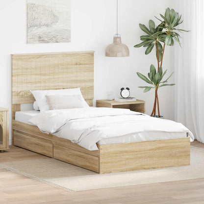 Opslag bed met lade Sonoma Eiken 100 x 200 cm Bewerkt hout