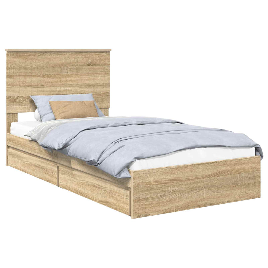 Opslag bed met lade Sonoma Eiken 100 x 200 cm Bewerkt hout