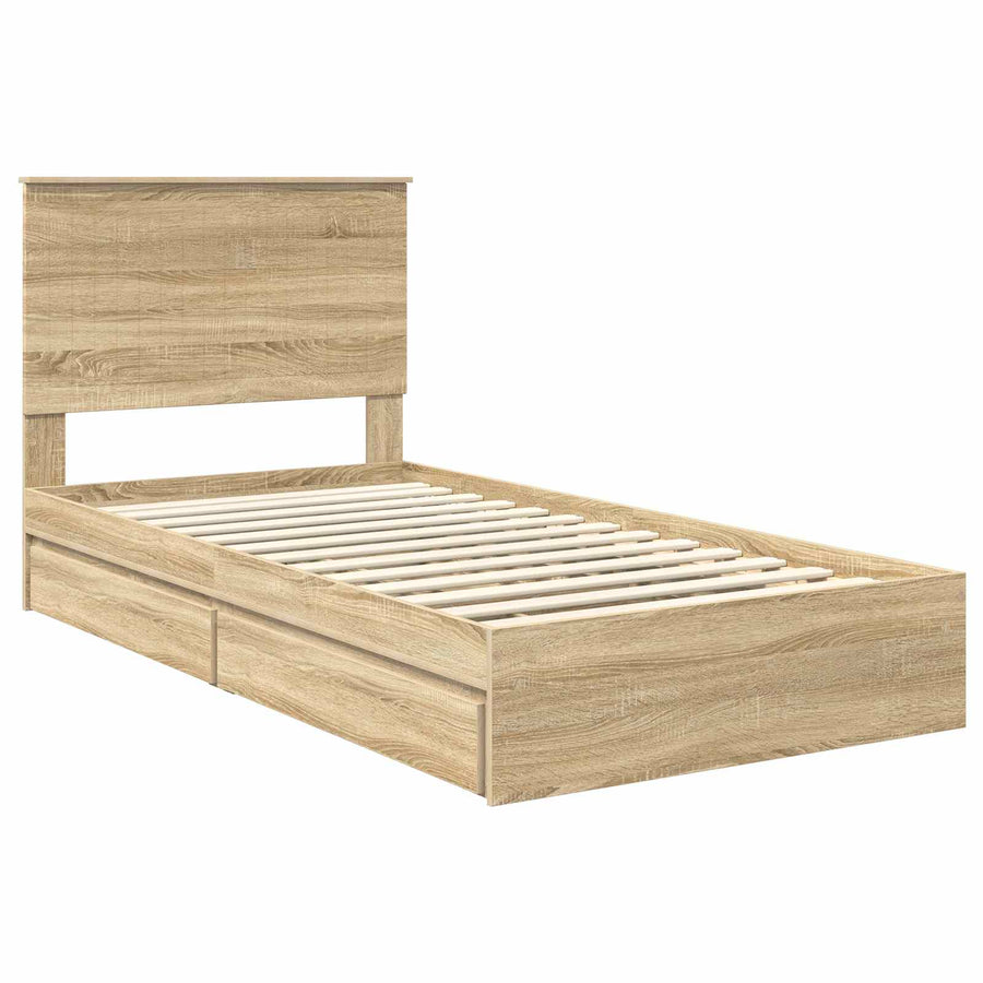 Opslag bed met lade Sonoma Eiken 100 x 200 cm Bewerkt hout