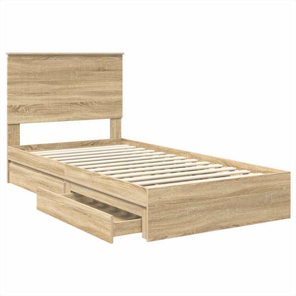 Opslag bed met lade Sonoma Eiken 100 x 200 cm Bewerkt hout