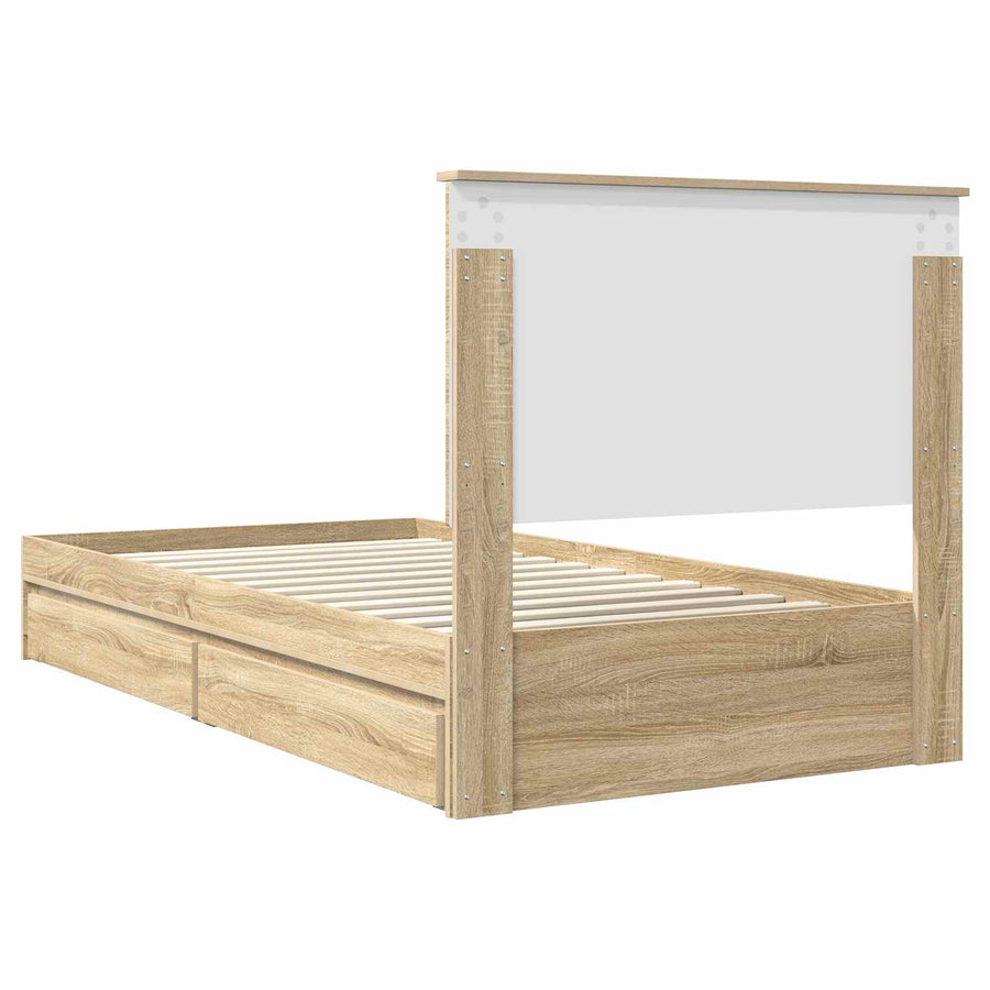 Opslag bed met lade Sonoma Eiken 100 x 200 cm Bewerkt hout