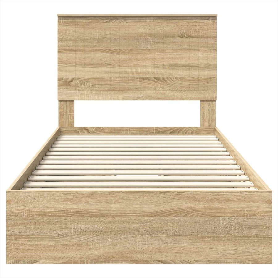 Opslag bed met lade Sonoma Eiken 100 x 200 cm Bewerkt hout