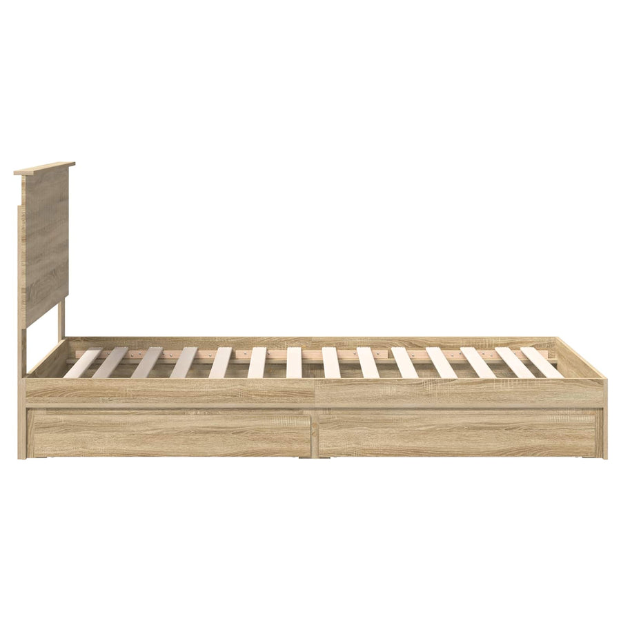 Opslag bed met lade Sonoma Eiken 100 x 200 cm Bewerkt hout