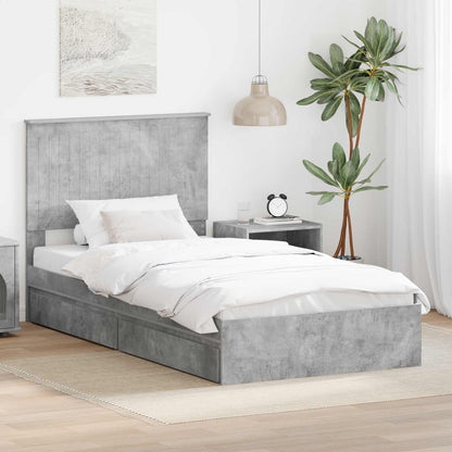 Opslag bed met hoofdeinde Beton Grijs 100 x 200 cm Bewerkt hout