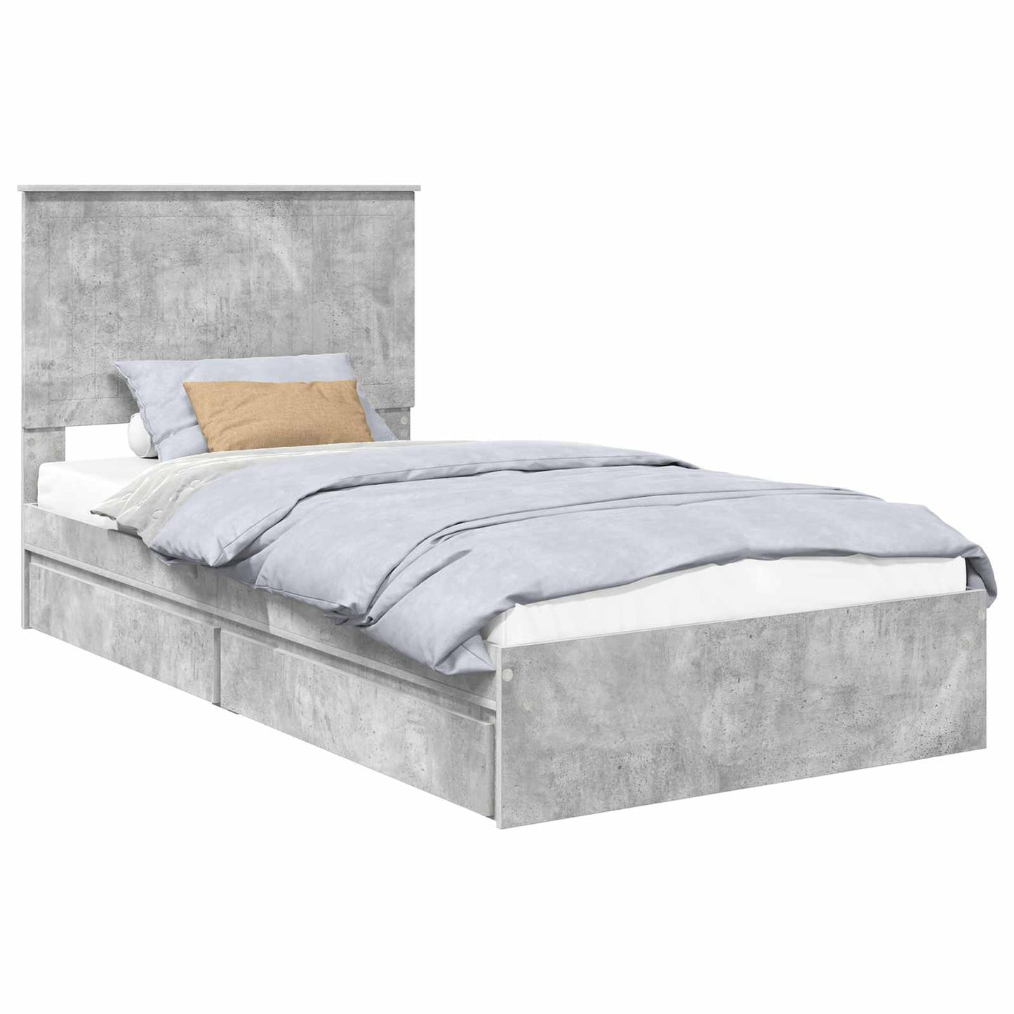 Opslag bed met hoofdeinde Beton Grijs 100 x 200 cm Bewerkt hout