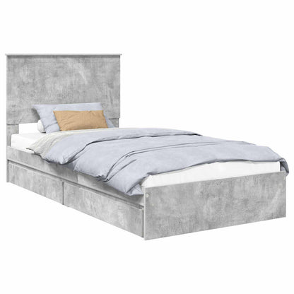 Opslag bed met hoofdeinde Beton Grijs 100 x 200 cm Bewerkt hout