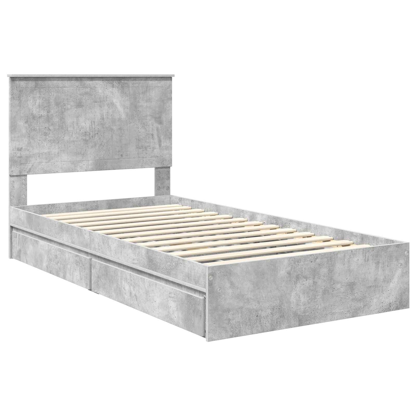 Opslag bed met hoofdeinde Beton Grijs 100 x 200 cm Bewerkt hout