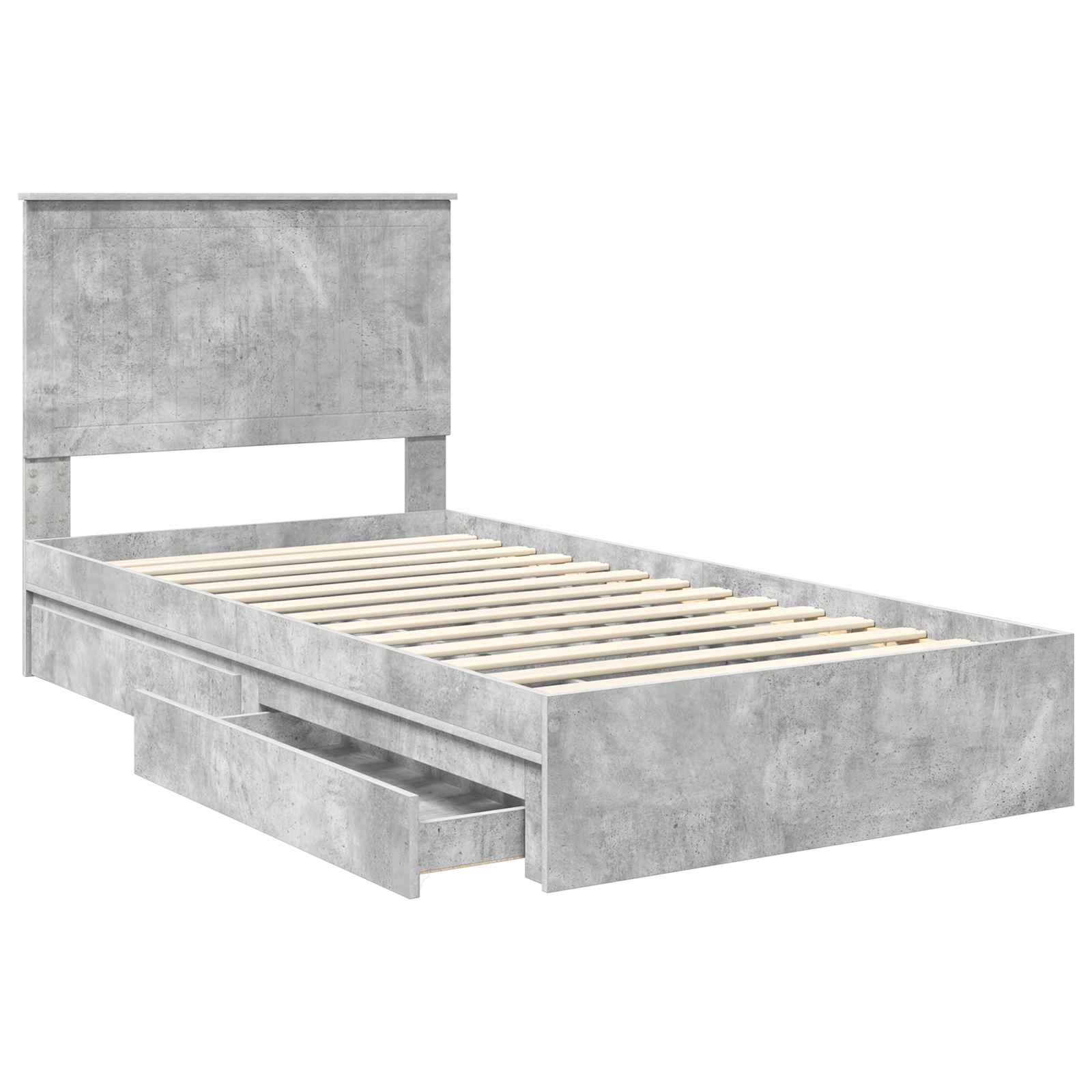 Opslag bed met hoofdeinde Beton Grijs 100 x 200 cm Bewerkt hout