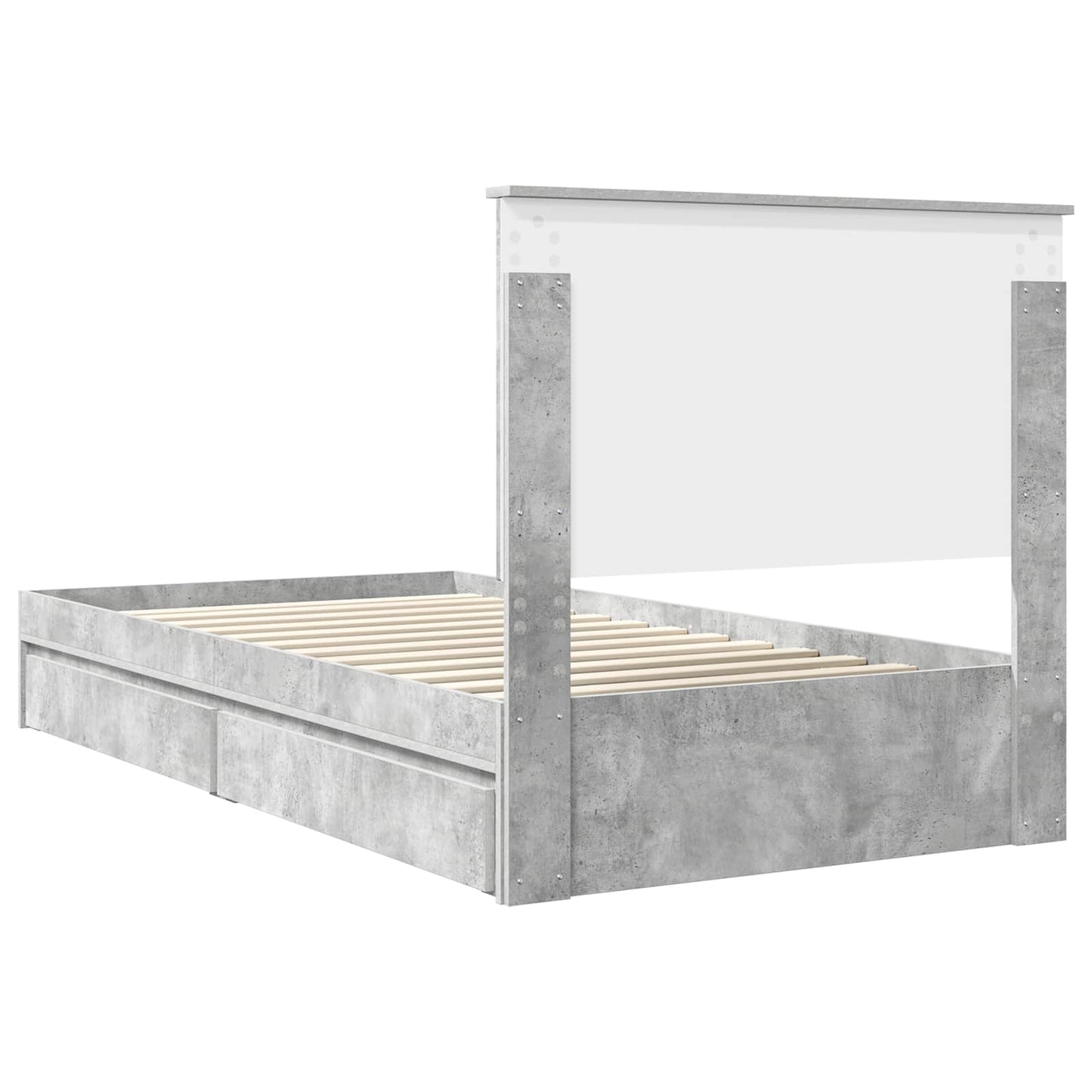 Opslag bed met hoofdeinde Beton Grijs 100 x 200 cm Bewerkt hout
