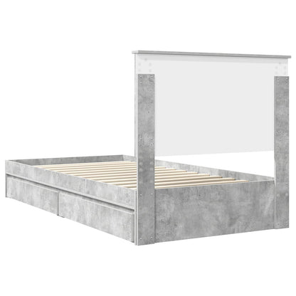 Opslag bed met hoofdeinde Beton Grijs 100 x 200 cm Bewerkt hout