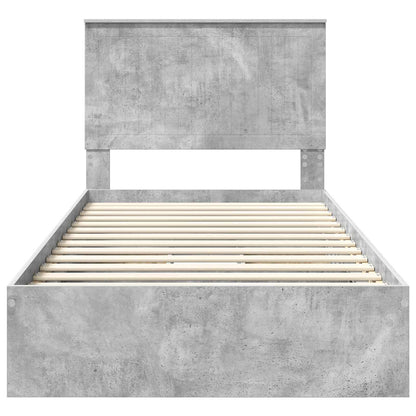 Opslag bed met hoofdeinde Beton Grijs 100 x 200 cm Bewerkt hout