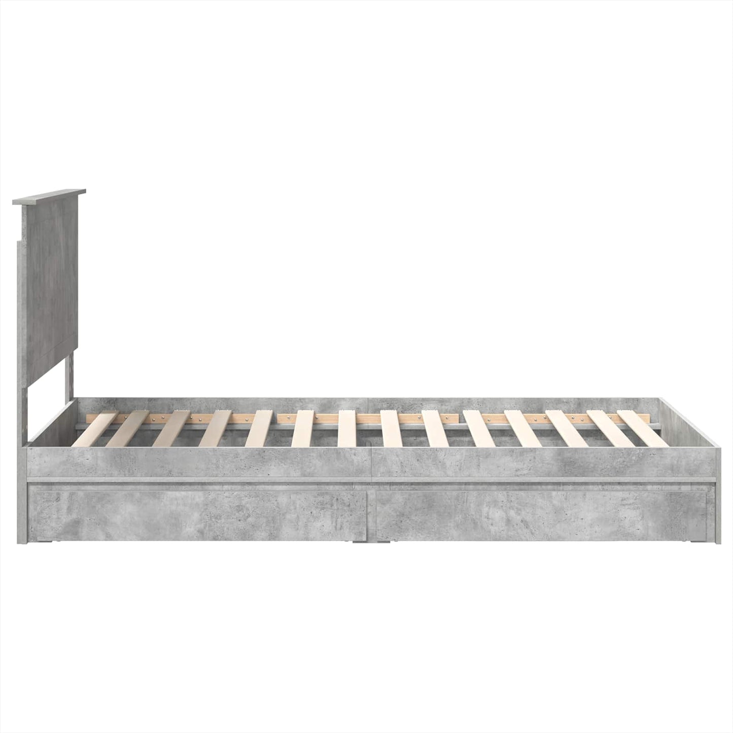 Opslag bed met hoofdeinde Beton Grijs 100 x 200 cm Bewerkt hout