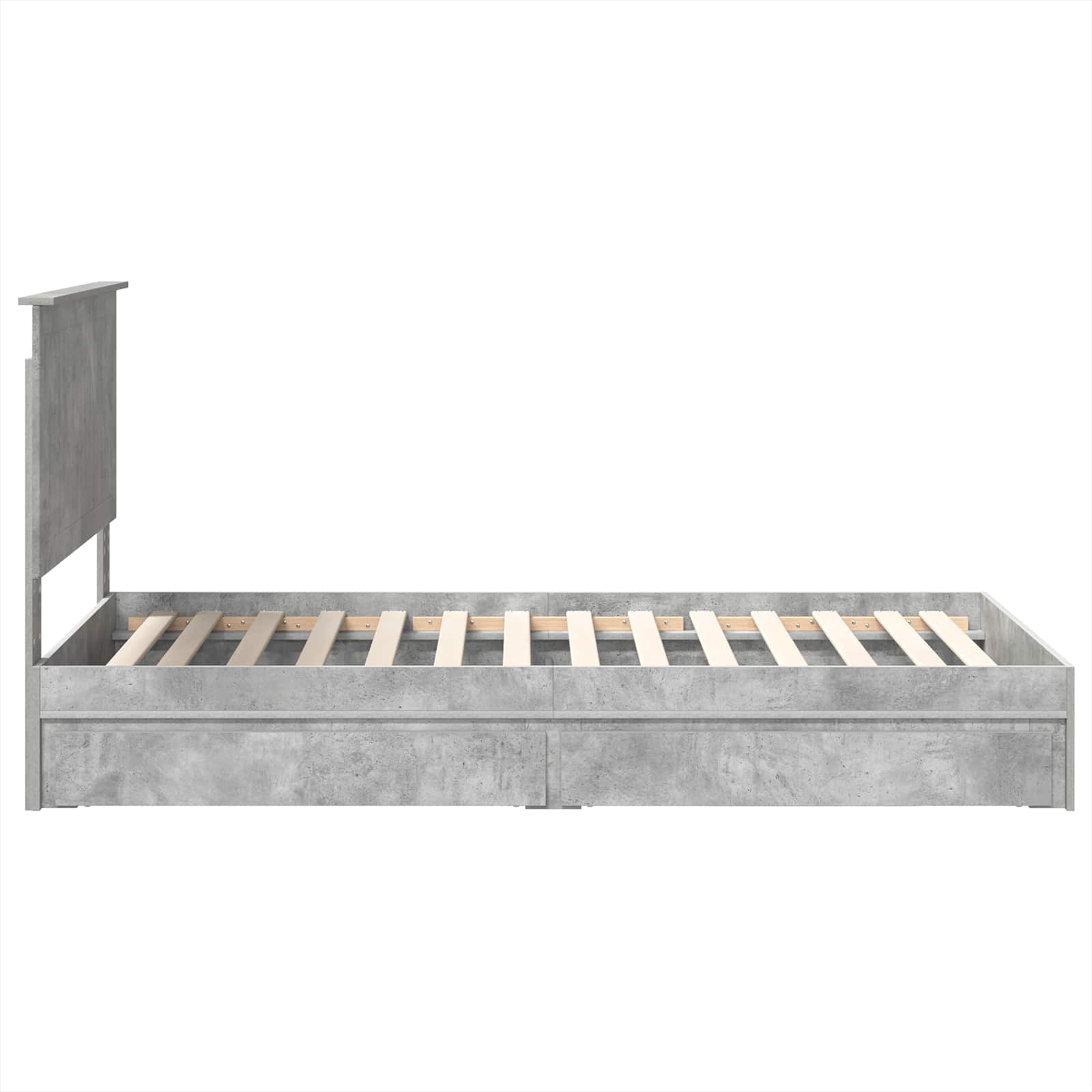Opslag bed met hoofdeinde Beton Grijs 100 x 200 cm Bewerkt hout
