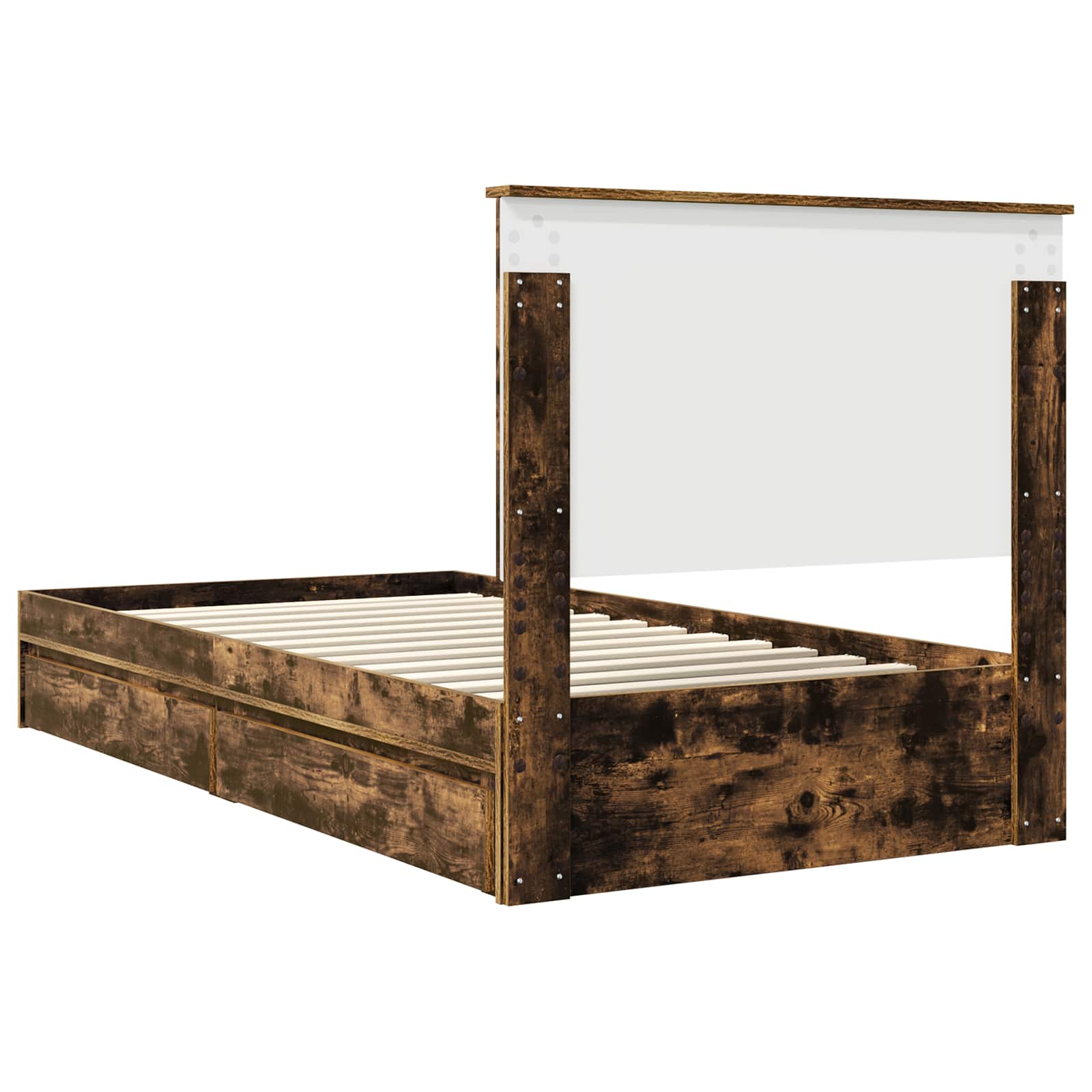Opslag bed met lade Gerookt eiken 100 x 200 cm Bewerkt hout