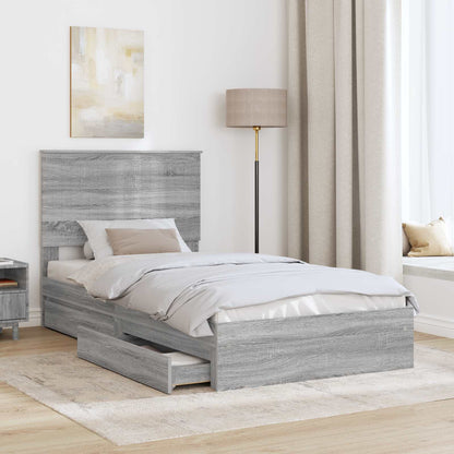 Opslag bed met lade Grijs Sonoma 100 x 200 cm Bewerkt hout