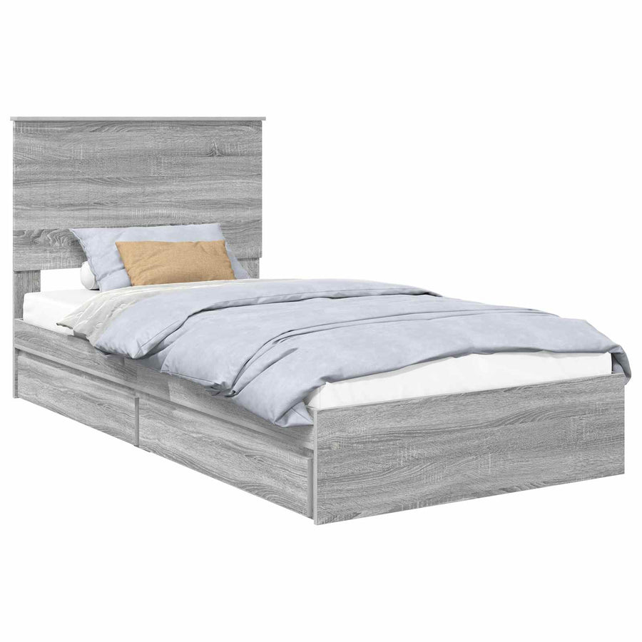 Opslag bed met lade Grijs Sonoma 100 x 200 cm Bewerkt hout