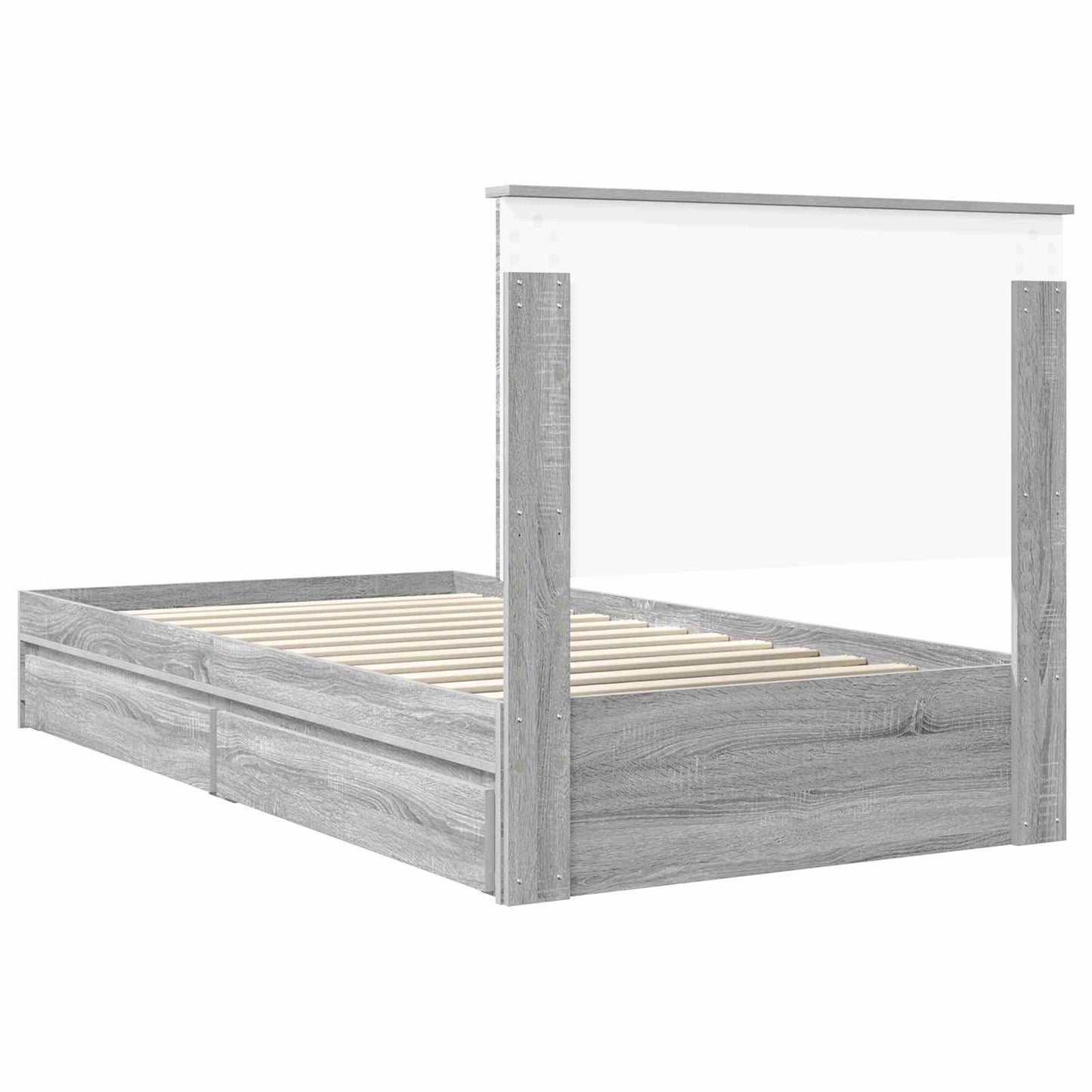 Opslag bed met lade Grijs Sonoma 100 x 200 cm Bewerkt hout