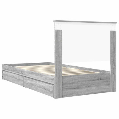 Opslag bed met lade Grijs Sonoma 100 x 200 cm Bewerkt hout