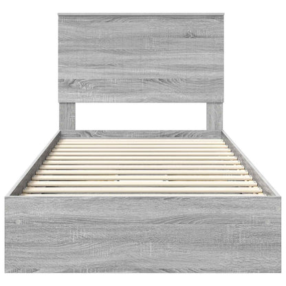 Opslag bed met lade Grijs Sonoma 100 x 200 cm Bewerkt hout
