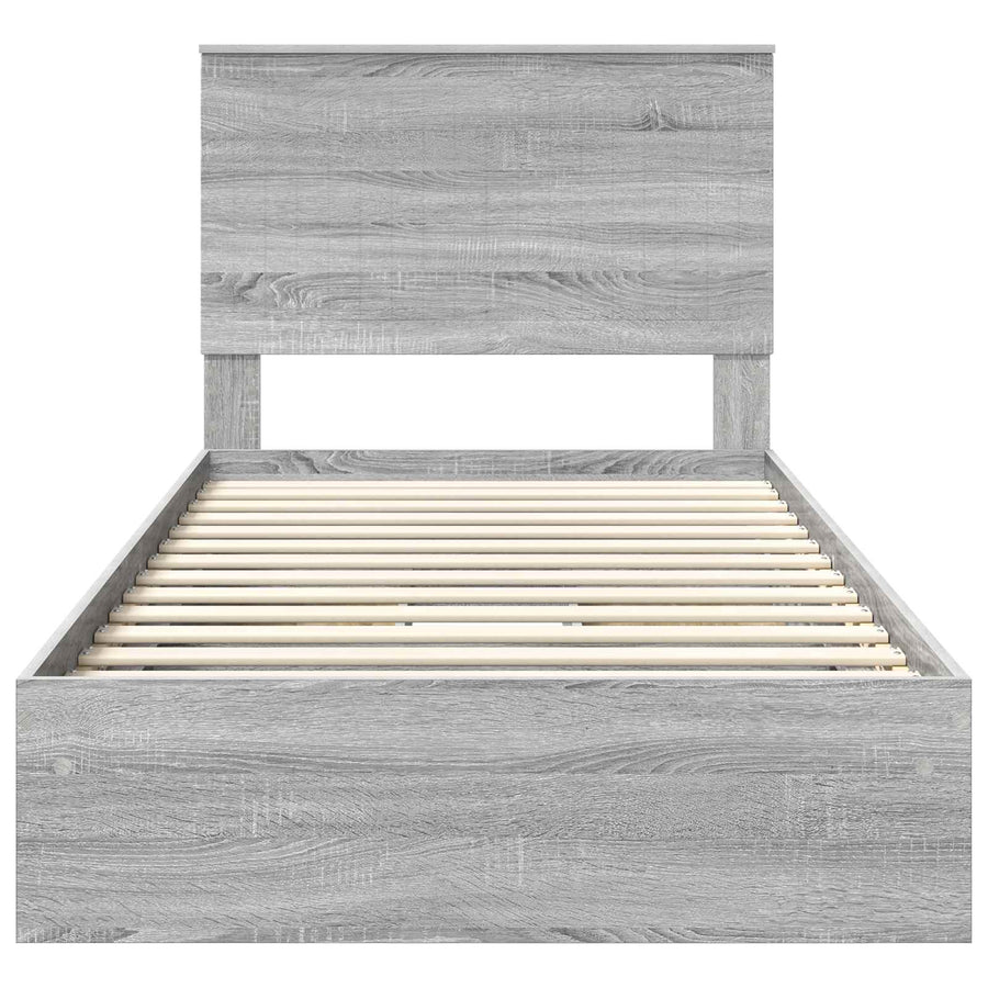 Opslag bed met lade Grijs Sonoma 100 x 200 cm Bewerkt hout