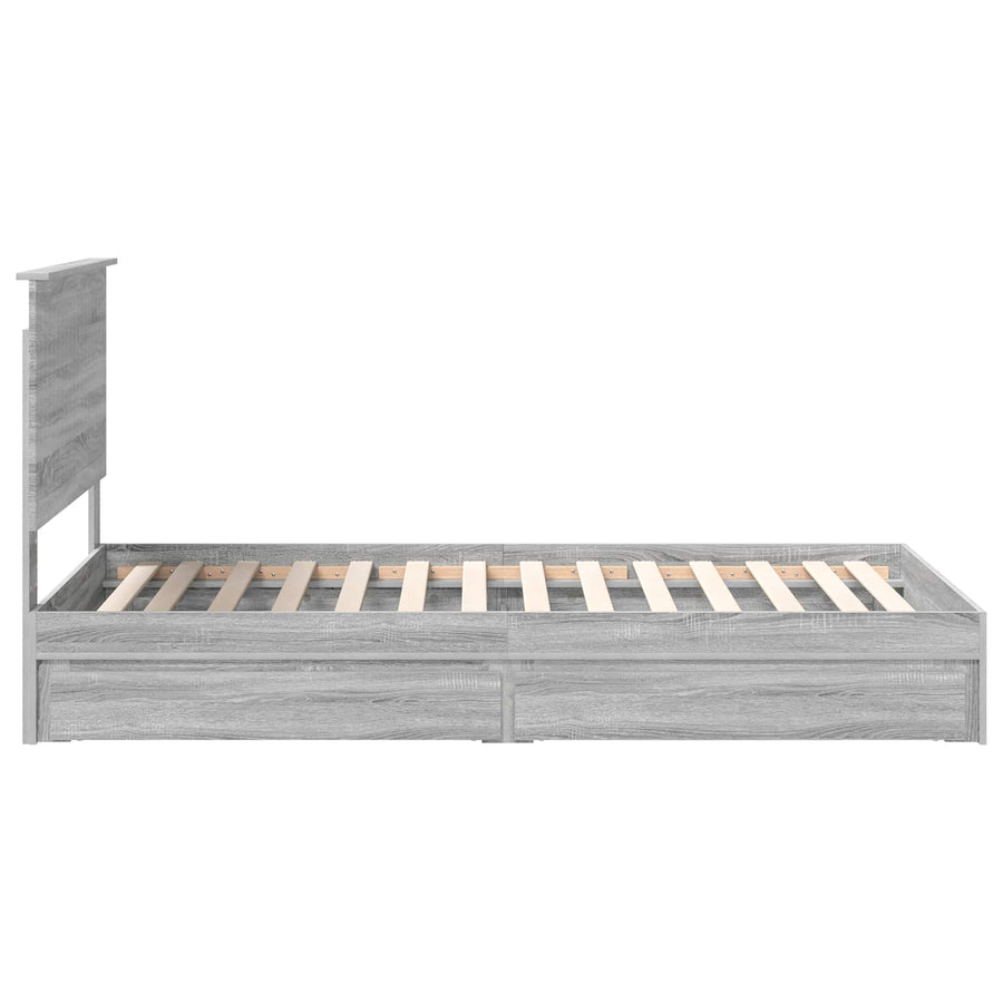 Opslag bed met lade Grijs Sonoma 100 x 200 cm Bewerkt hout