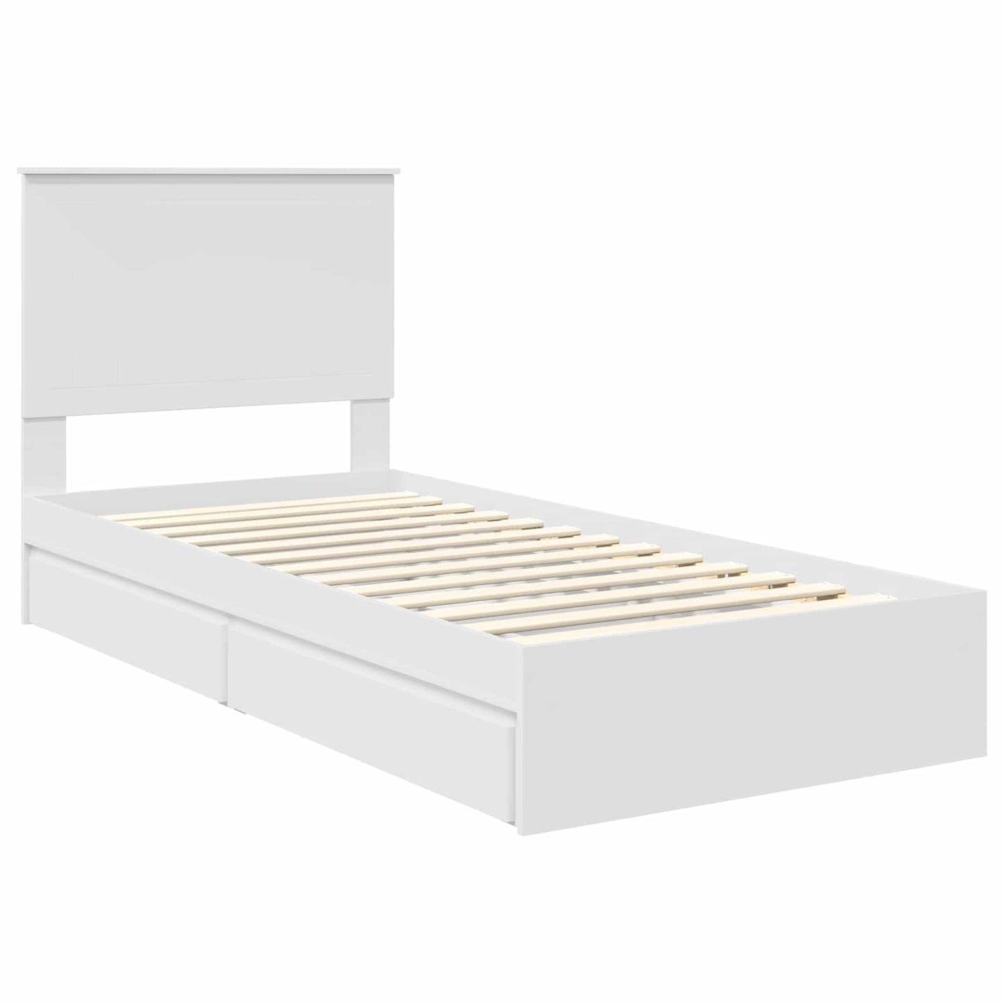 Opslag bed met hoofdeinde met lade Wit 90 x 200 cm Bewerkt hout