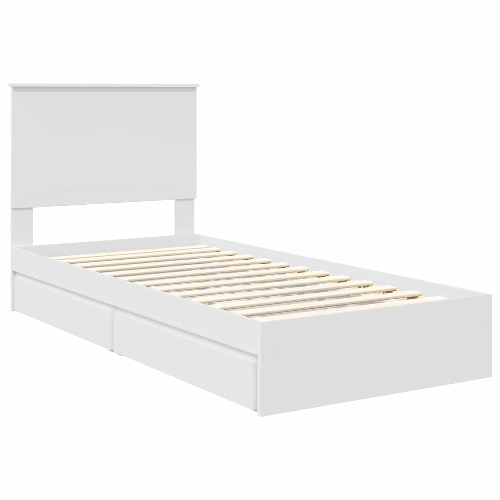 Opslag bed met hoofdeinde met lade Wit 90 x 200 cm Bewerkt hout