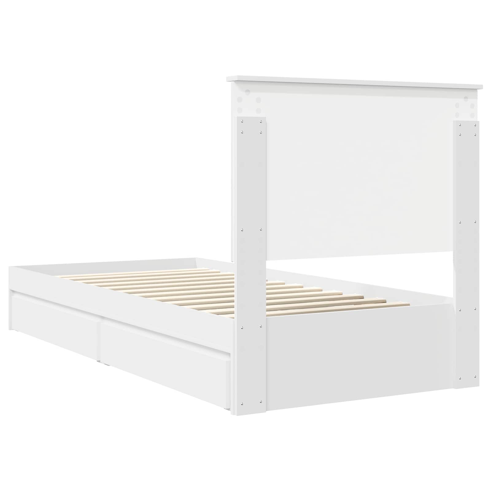 Opslag bed met hoofdeinde met lade Wit 90 x 200 cm Bewerkt hout