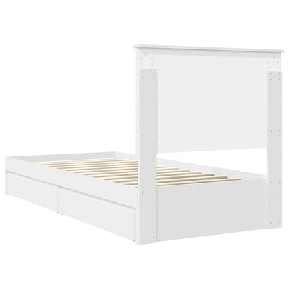 Opslag bed met hoofdeinde met lade Wit 90 x 200 cm Bewerkt hout