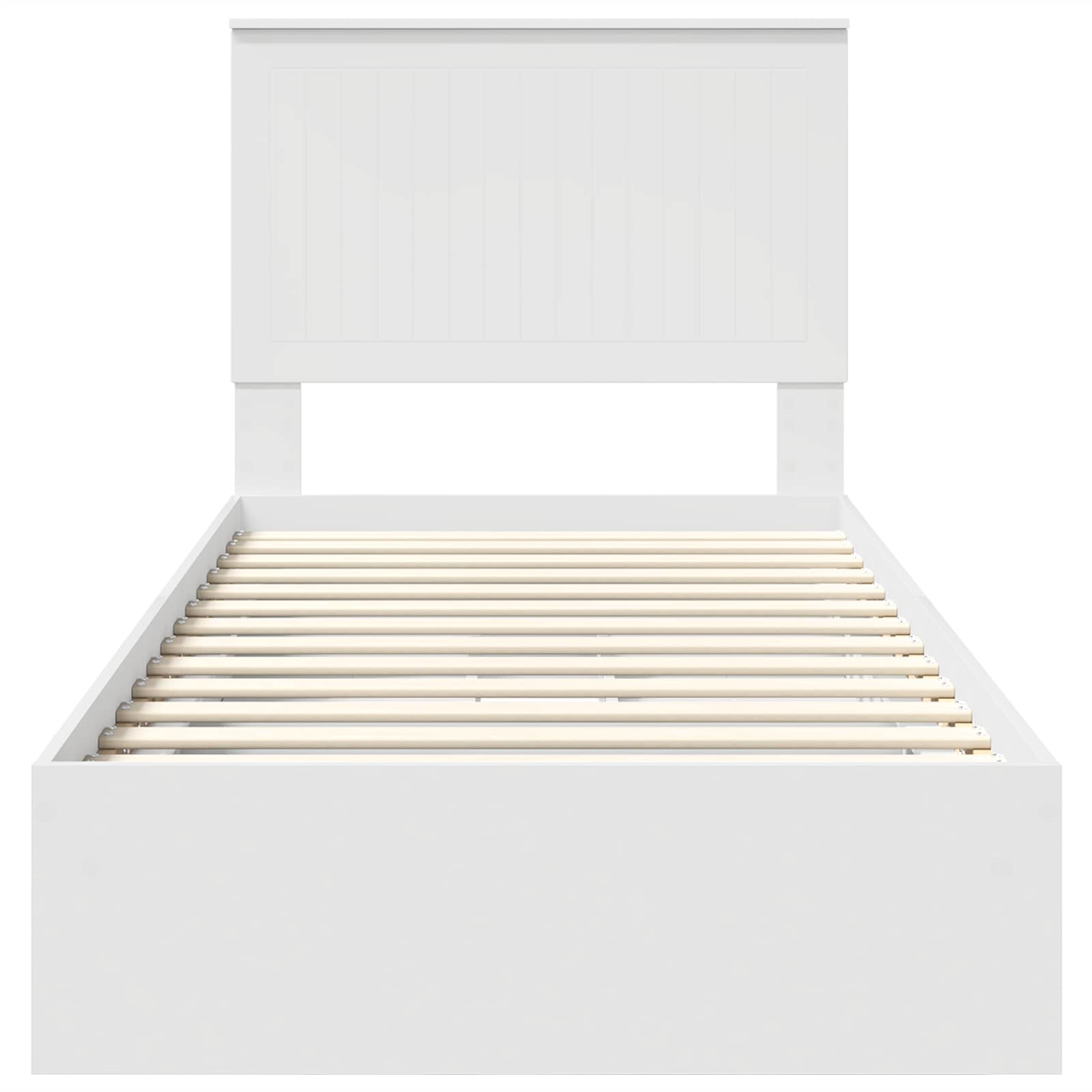 Opslag bed met hoofdeinde met lade Wit 90 x 200 cm Bewerkt hout