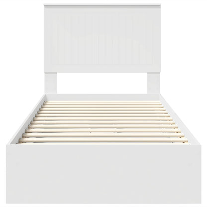 Opslag bed met hoofdeinde met lade Wit 90 x 200 cm Bewerkt hout