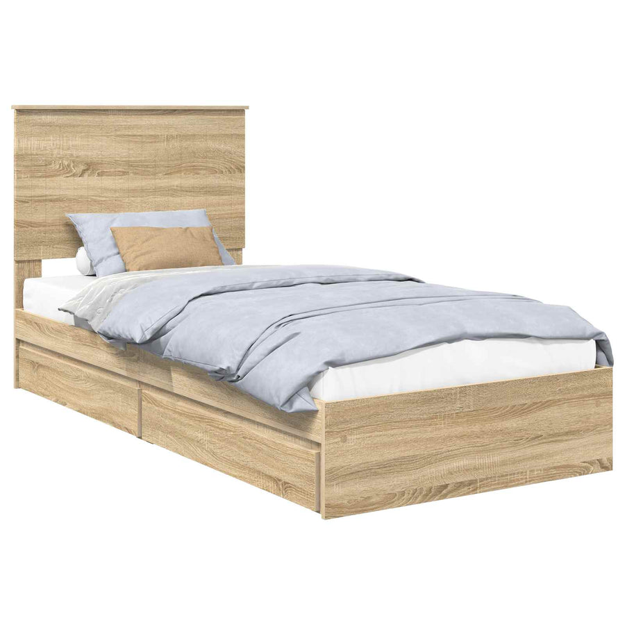 Opslag bed met hoofdeinde Sonoma Eiken 90 x 200 cm Bewerkt hout