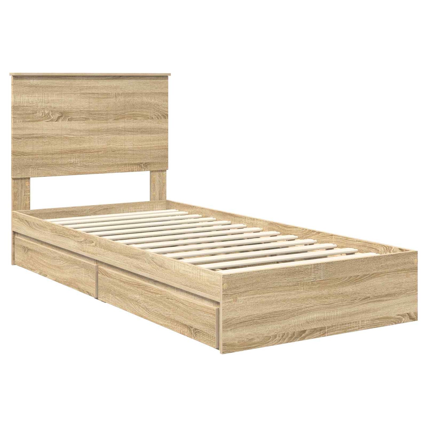 Opslag bed met hoofdeinde Sonoma Eiken 90 x 200 cm Bewerkt hout