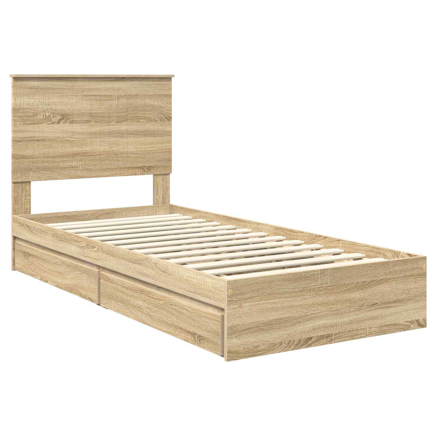 Opslag bed met hoofdeinde Sonoma Eiken 90 x 200 cm Bewerkt hout