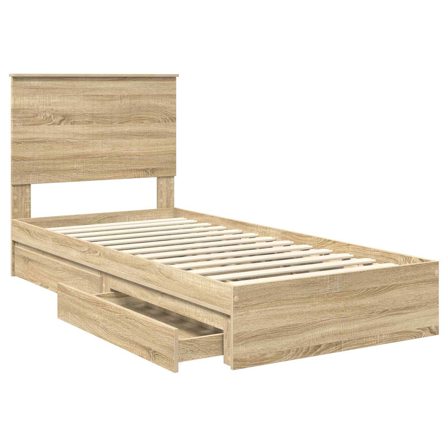 Opslag bed met hoofdeinde Sonoma Eiken 90 x 200 cm Bewerkt hout