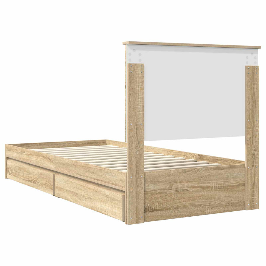 Opslag bed met hoofdeinde Sonoma Eiken 90 x 200 cm Bewerkt hout