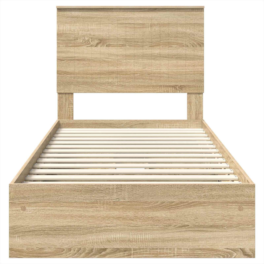 Opslag bed met hoofdeinde Sonoma Eiken 90 x 200 cm Bewerkt hout