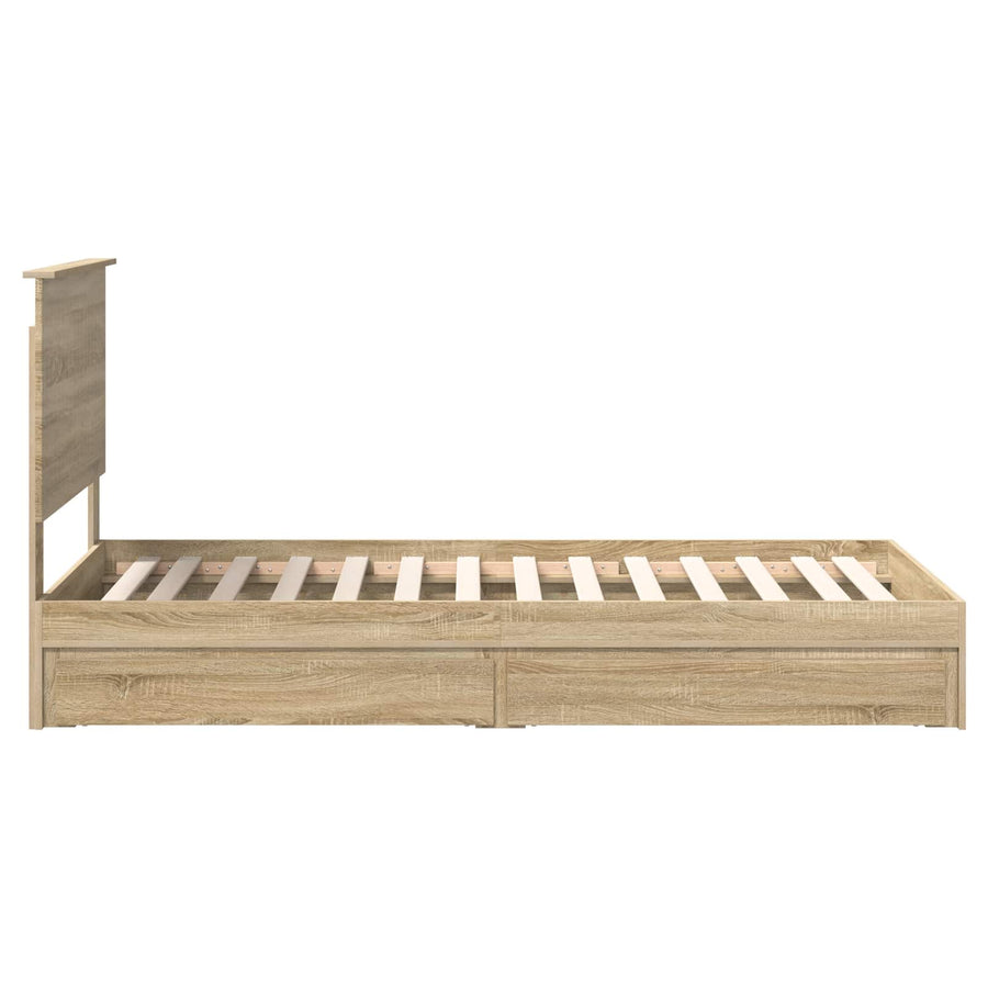 Opslag bed met hoofdeinde Sonoma Eiken 90 x 200 cm Bewerkt hout
