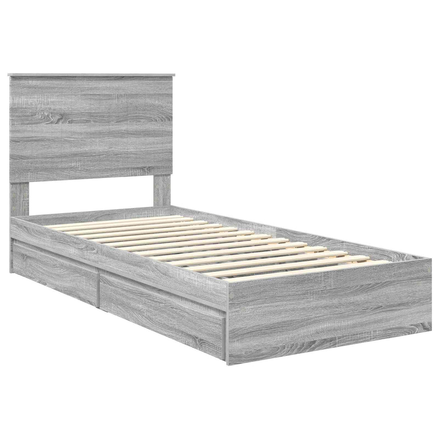 Opslag bed met hoofdeinde Grijs Sonoma 90 x 200 cm Bewerkt hout