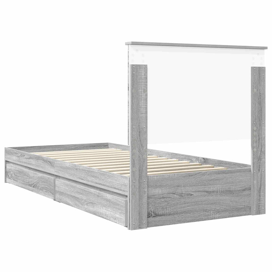 Opslag bed met hoofdeinde Grijs Sonoma 90 x 200 cm Bewerkt hout