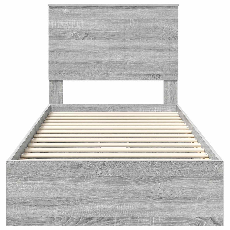 Opslag bed met hoofdeinde Grijs Sonoma 90 x 200 cm Bewerkt hout