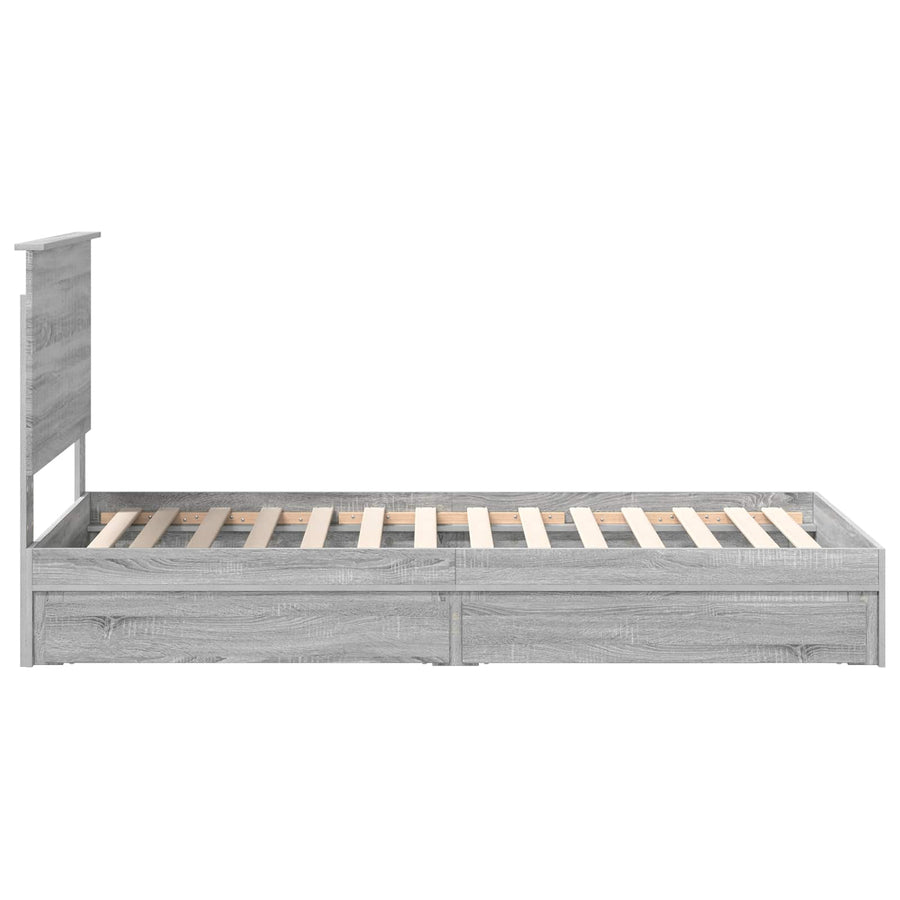 Opslag bed met hoofdeinde Grijs Sonoma 90 x 200 cm Bewerkt hout