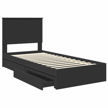 Opslag bed met hoofdeinde Zwart 90 x 190 cm Bewerkt hout